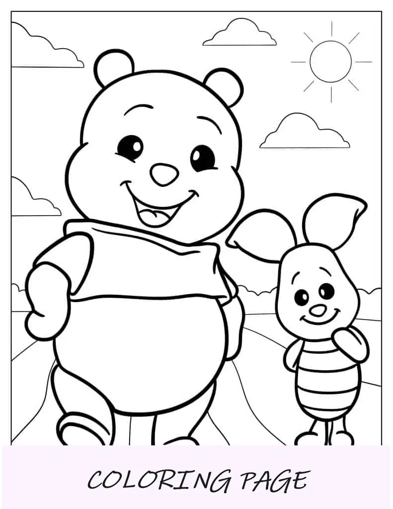 Leitão e Ursinho Pooh para colorir