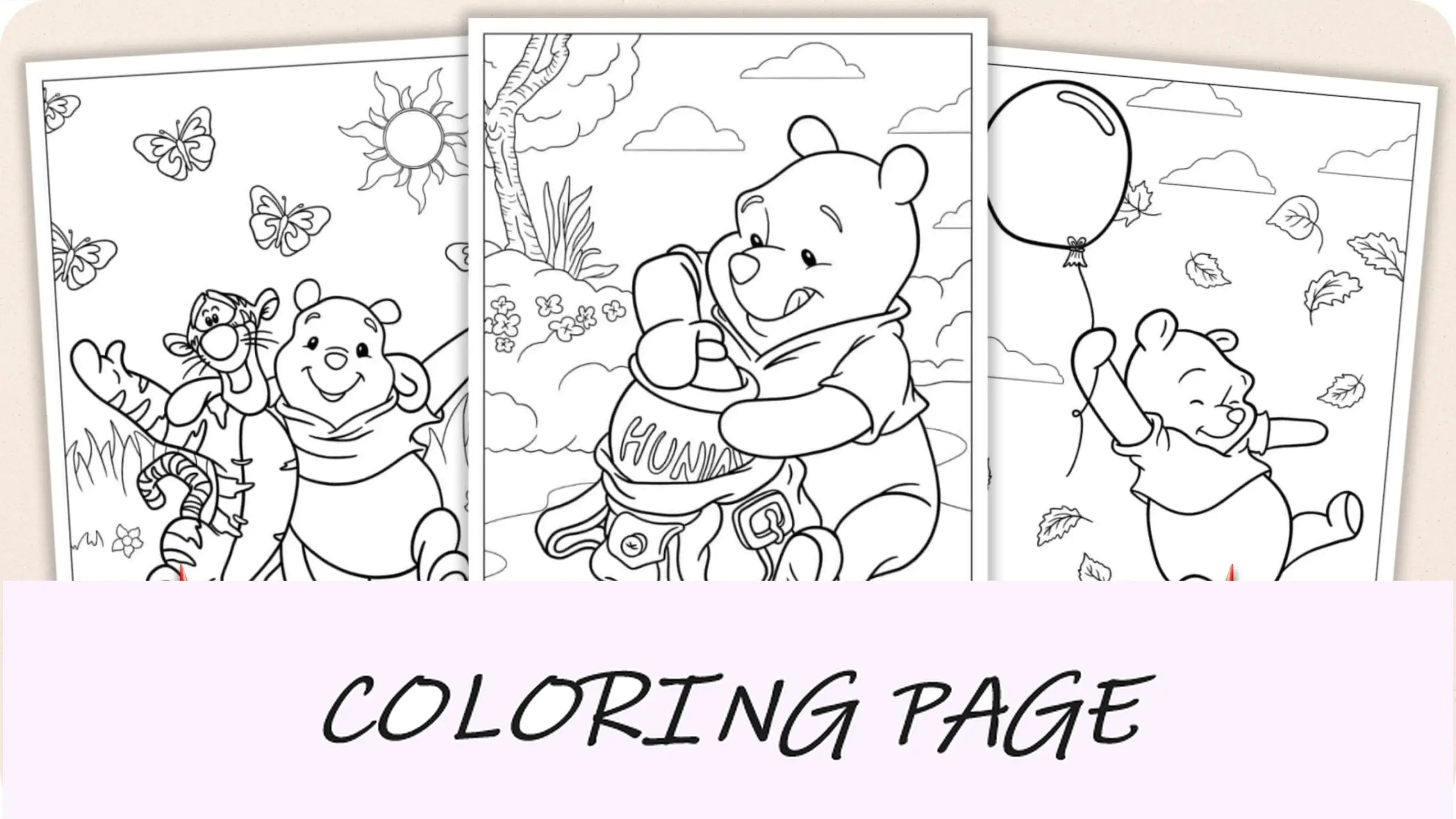 Imagem em destaque das páginas para colorir do Ursinho Pooh