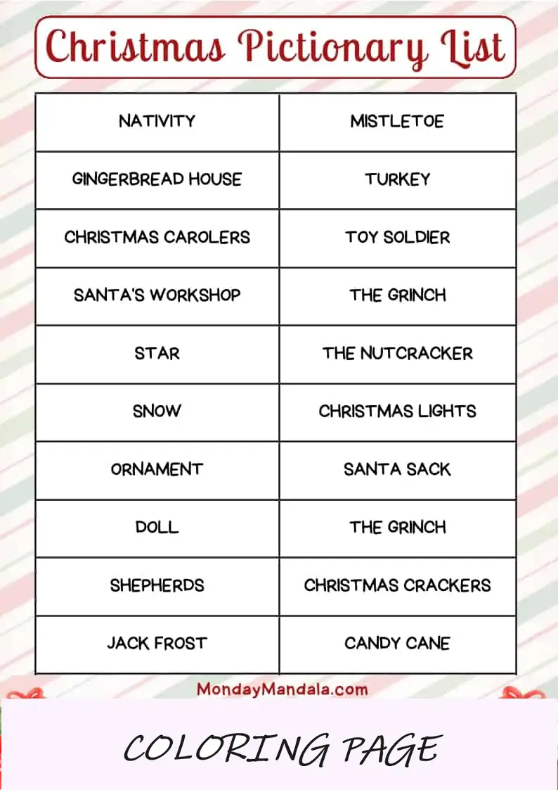 Lista de palavras do pictórico de Natal 4