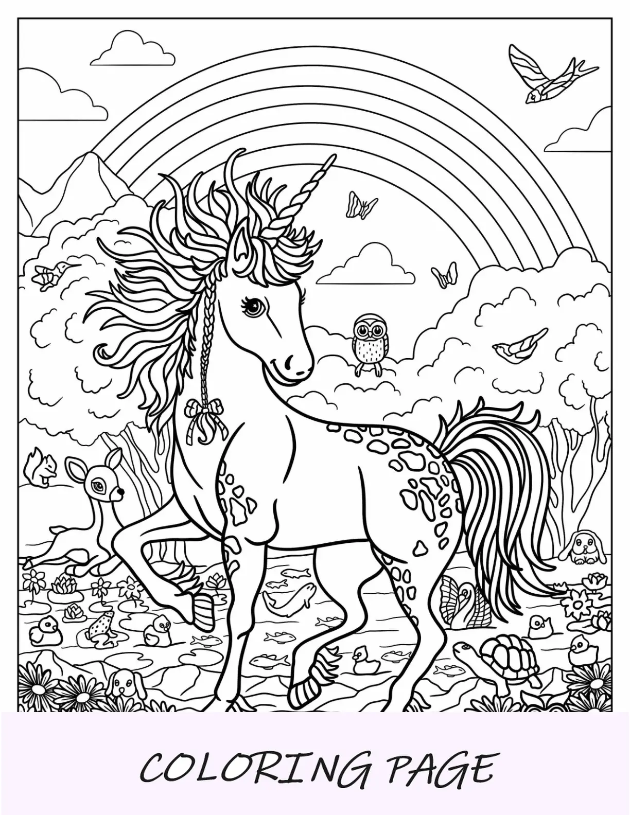 Página para colorear de Lisa Frank de Markie El Unicornio