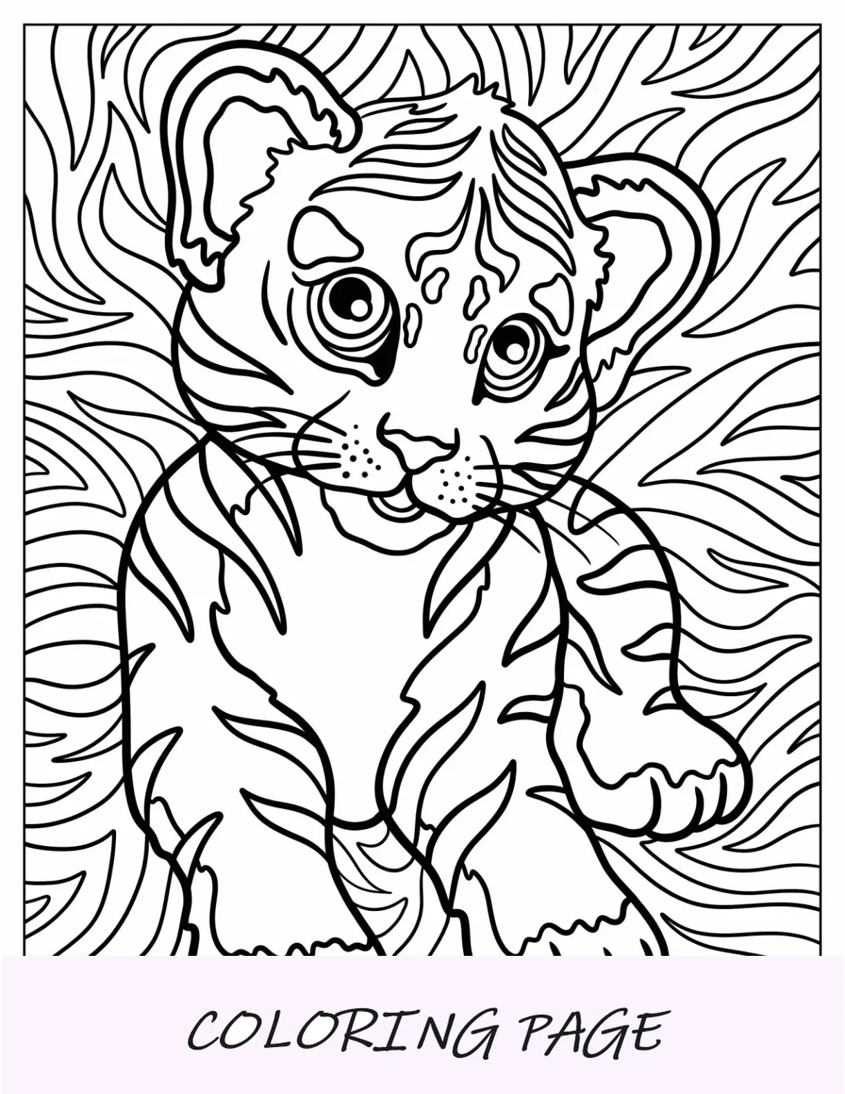 Página para colorear de Lisa Frank del lindo tigre de Forrest