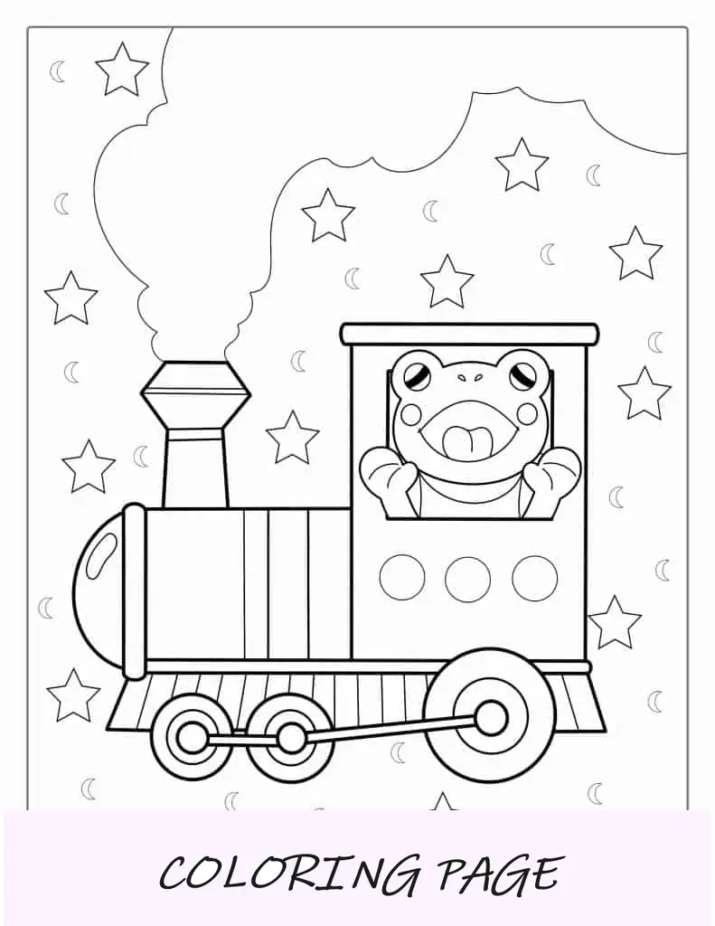 Esquema fácil de un tren para colorear para niños