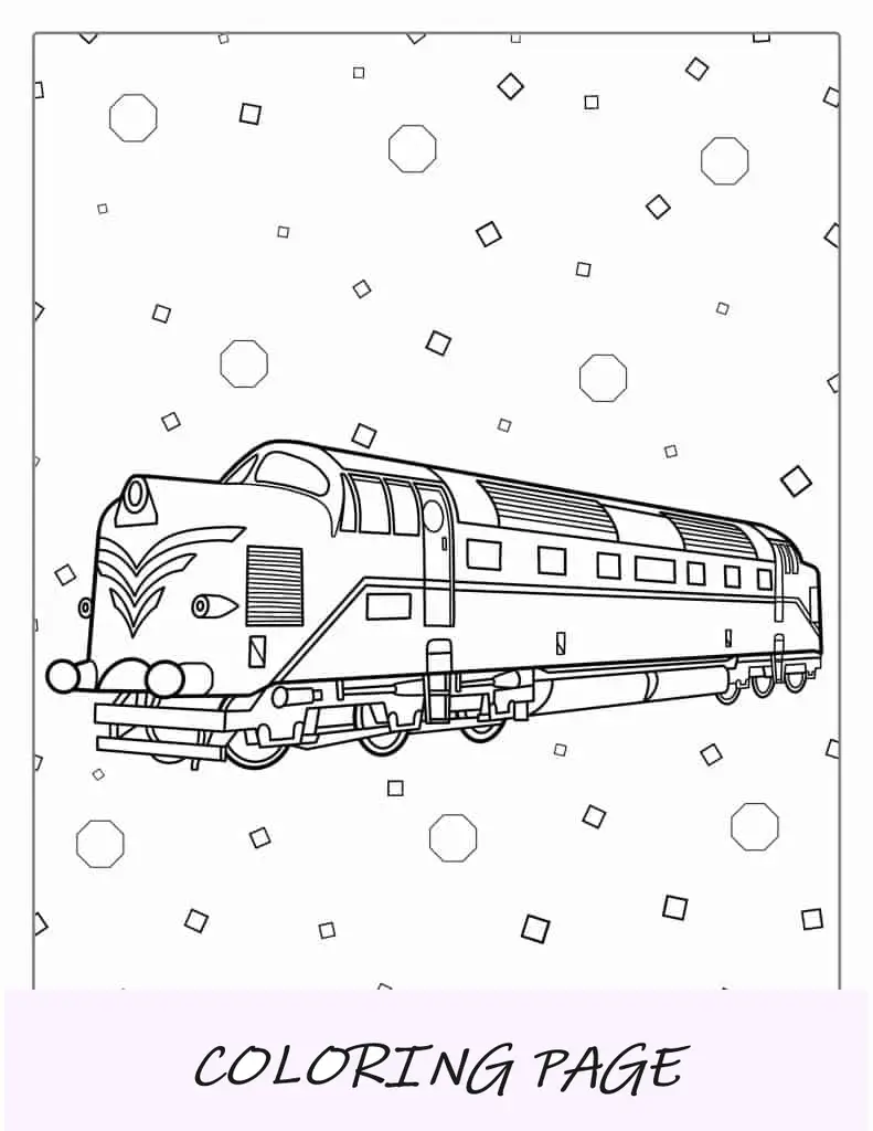 Gran tren de carga diésel detallado para colorear