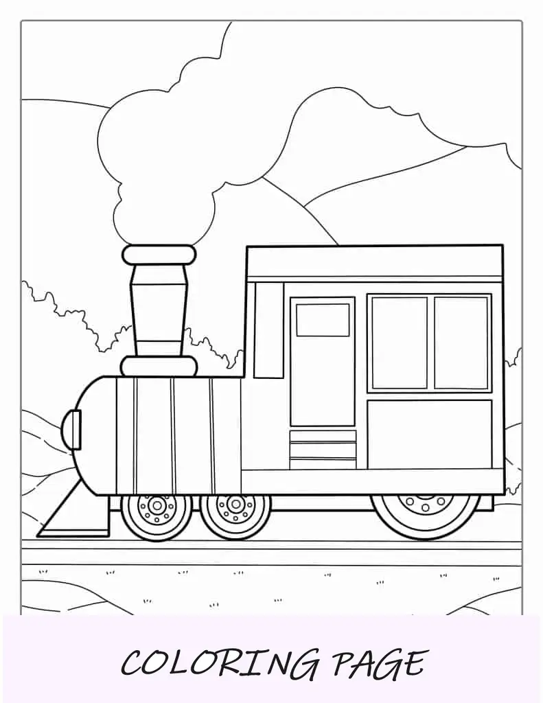 Página para colorear de locomotora para niños