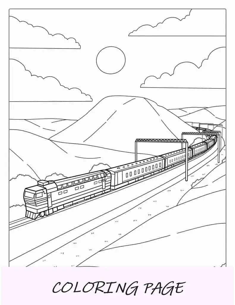 Imagen para colorear de tren de pasajeros para niños