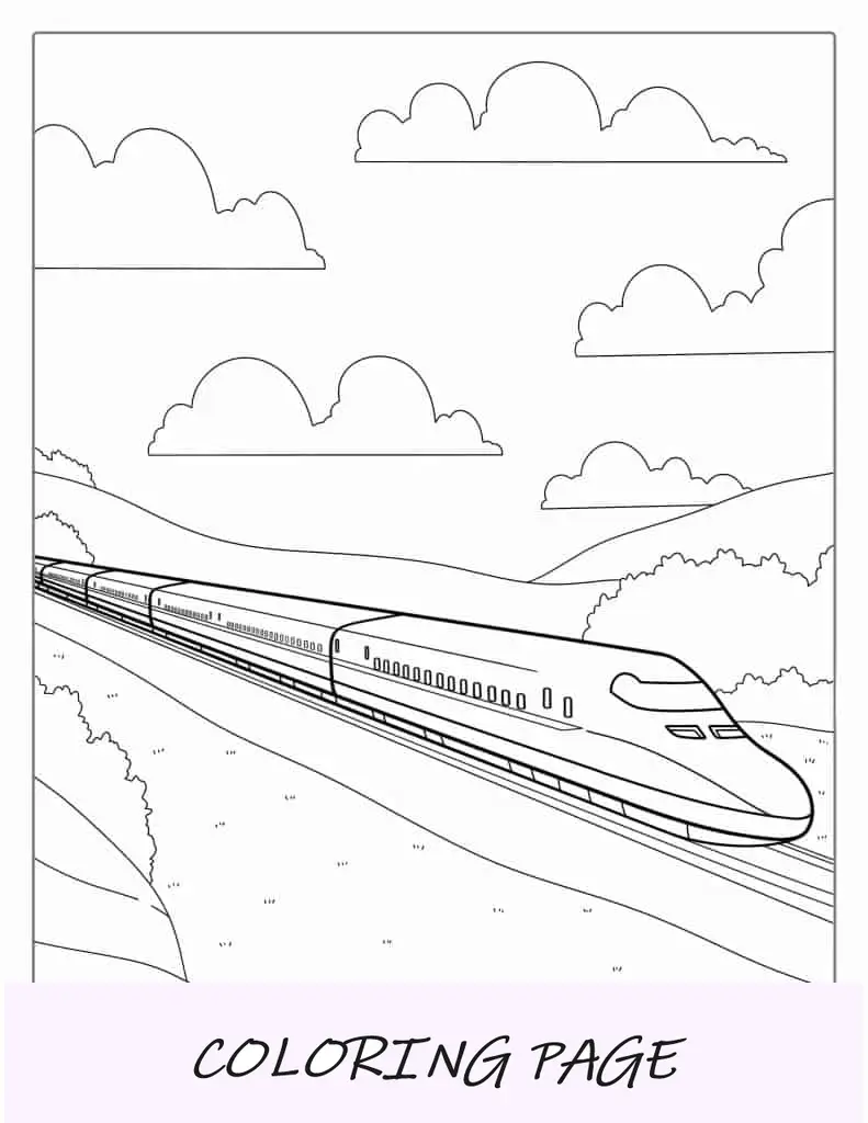 Imagen para colorear de un tren bala de pasajeros