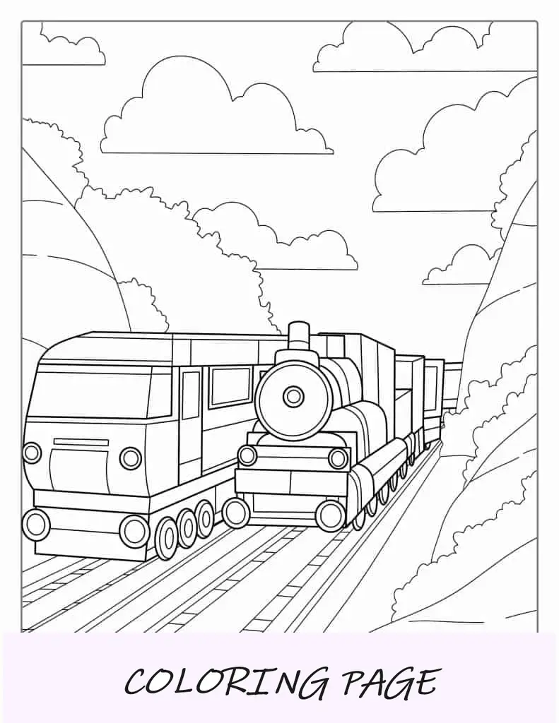 Dos trenes sobre las vías a través del valle
