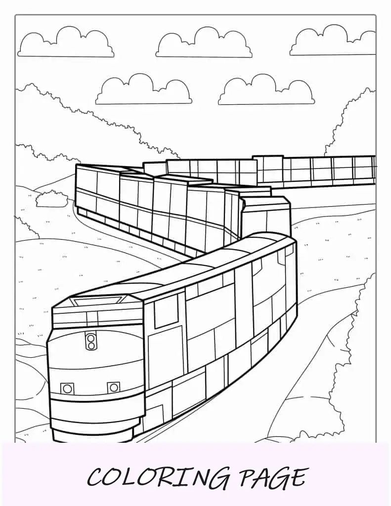 Dibujo para colorear de tren de carga diésel