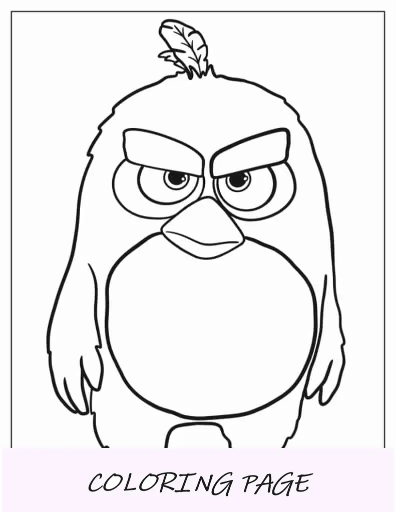 Página para colorear de Angry Bird rojo para niños en edad preescolar