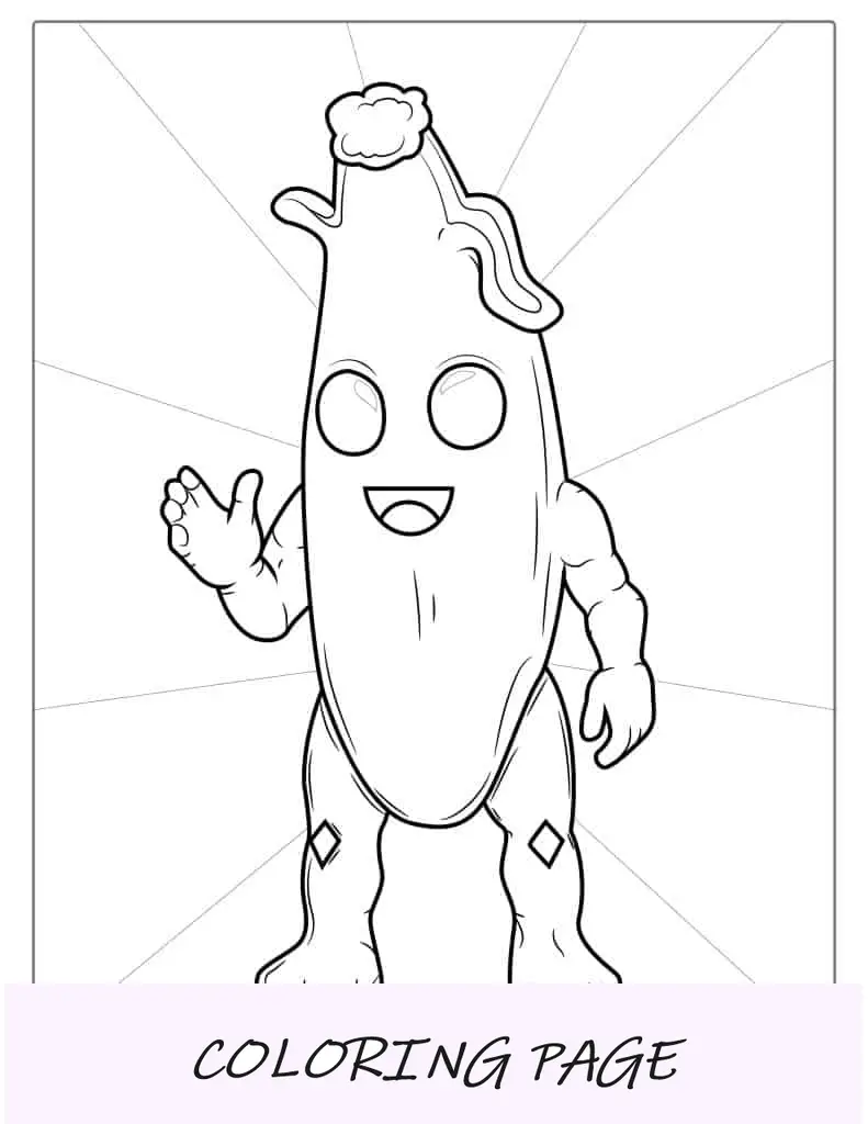 Página para colorir de banana Fortnite