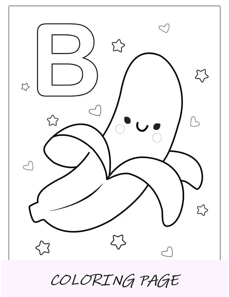 Página para colorir fácil de banana para crianças