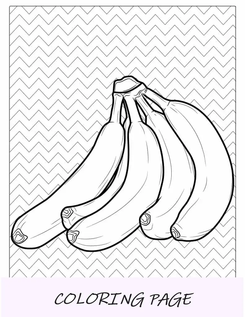 Desenho de um cacho de bananas frescas para colorir