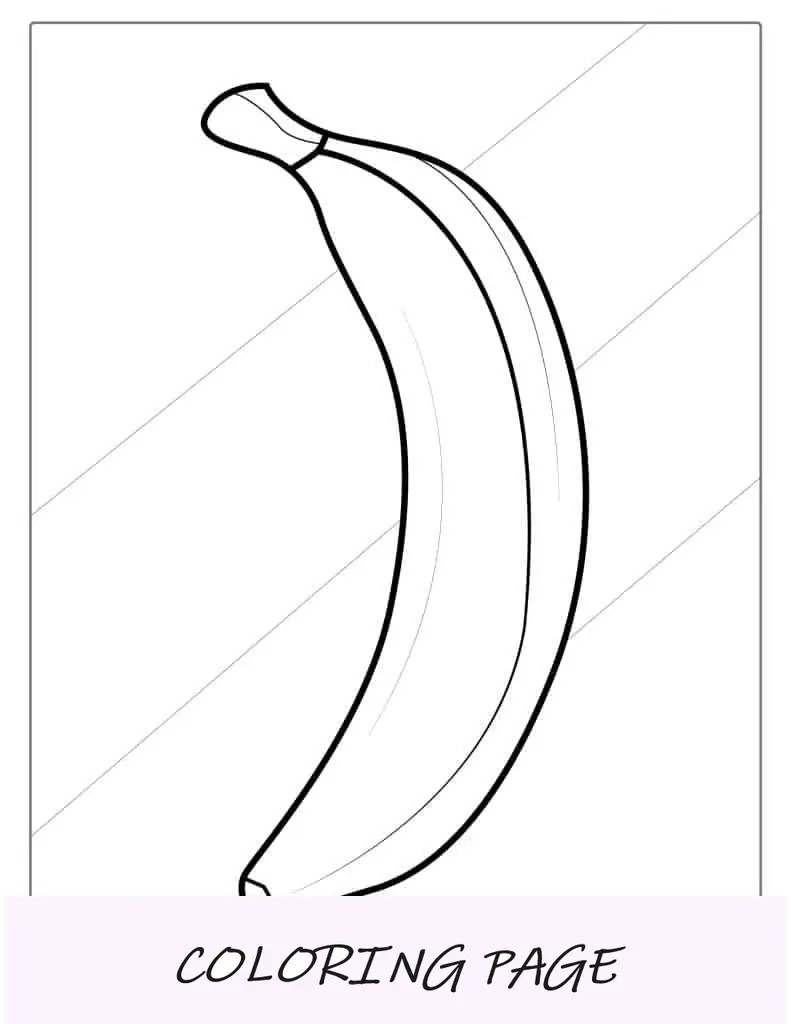Contorno fácil de banana para crianças em idade pré-escolar colorirem