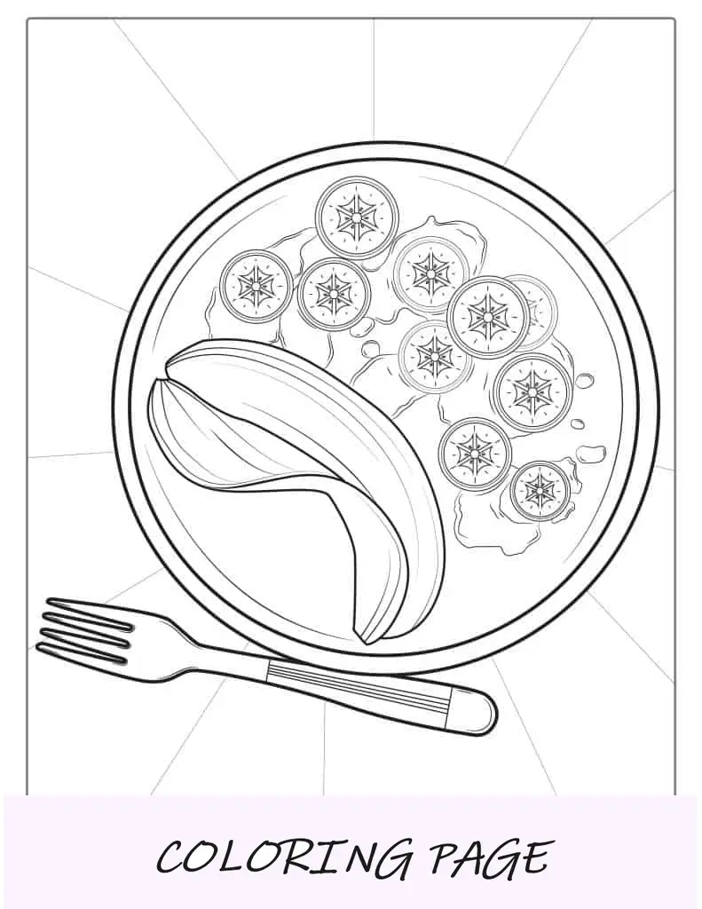 Banana picada com xarope de bordo para colorir