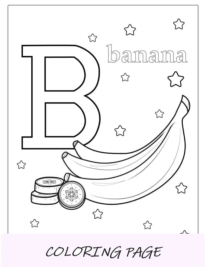 Modelo de aprendizagem de banana com letra B