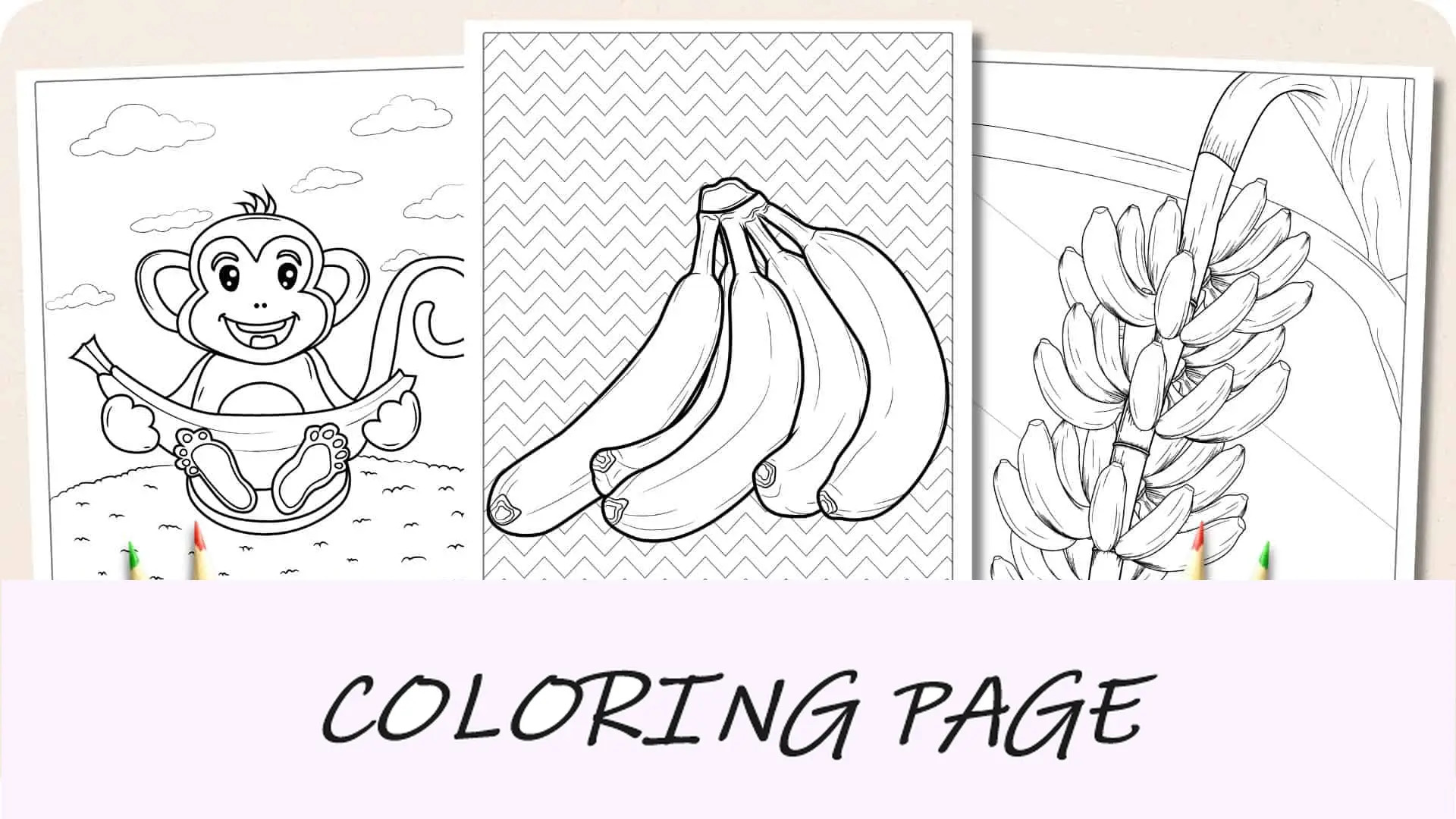 Imagem em destaque de páginas para colorir de banana