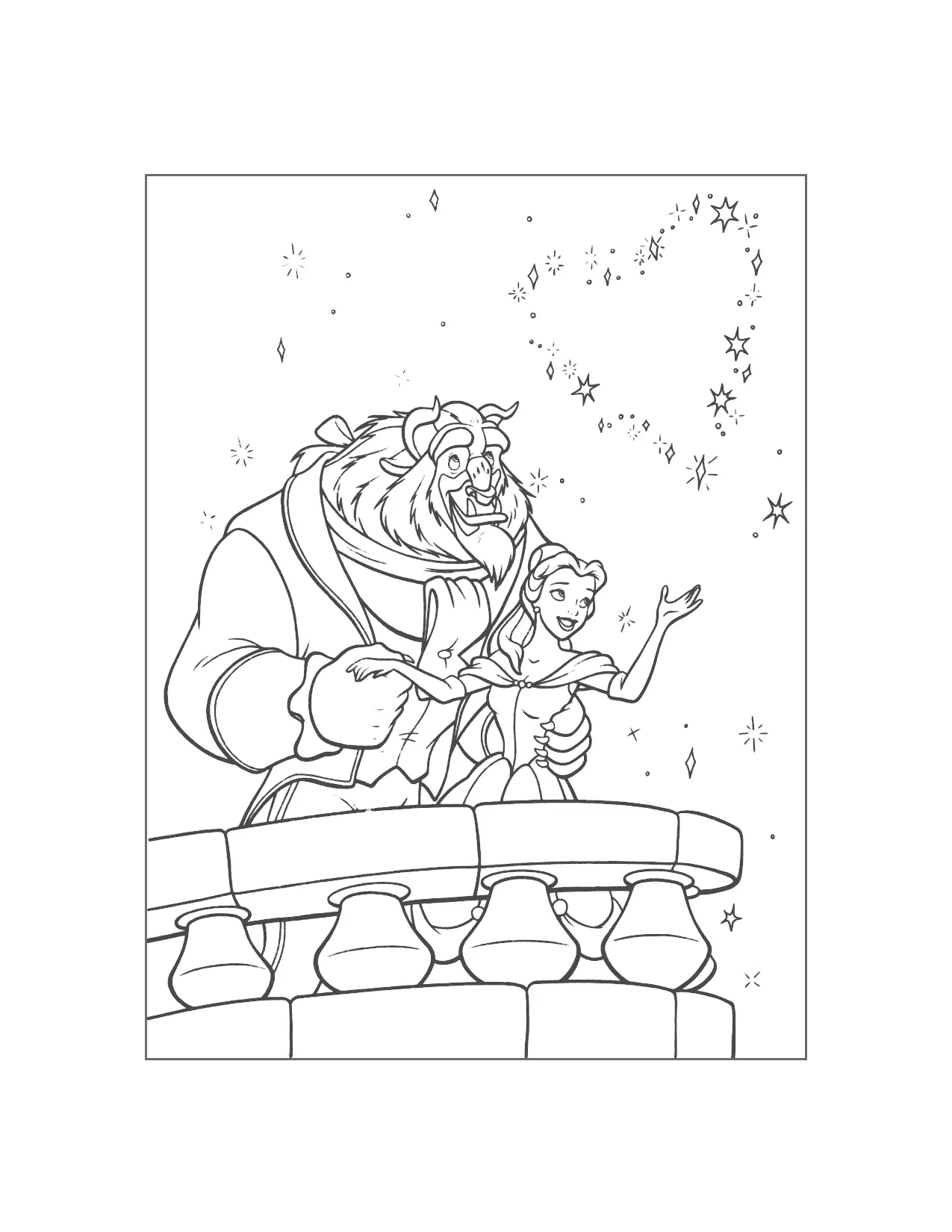 Beauty And The Beast See Hearts In The Sky Coloring Page