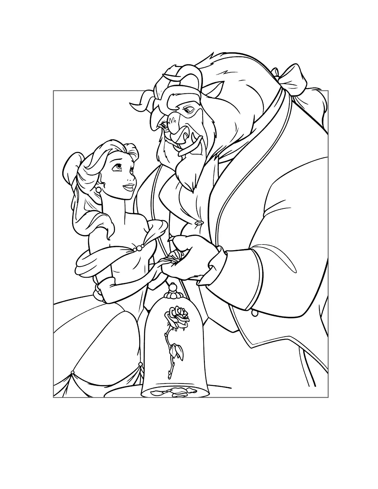 Belle The Beast And The Rose Coloring Page
