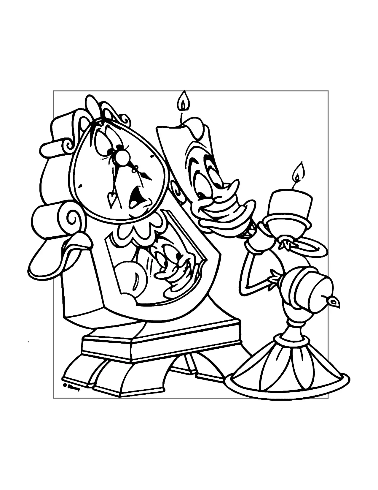 Lumiere And Cogsworth Beauty And The Beast Coloring Page