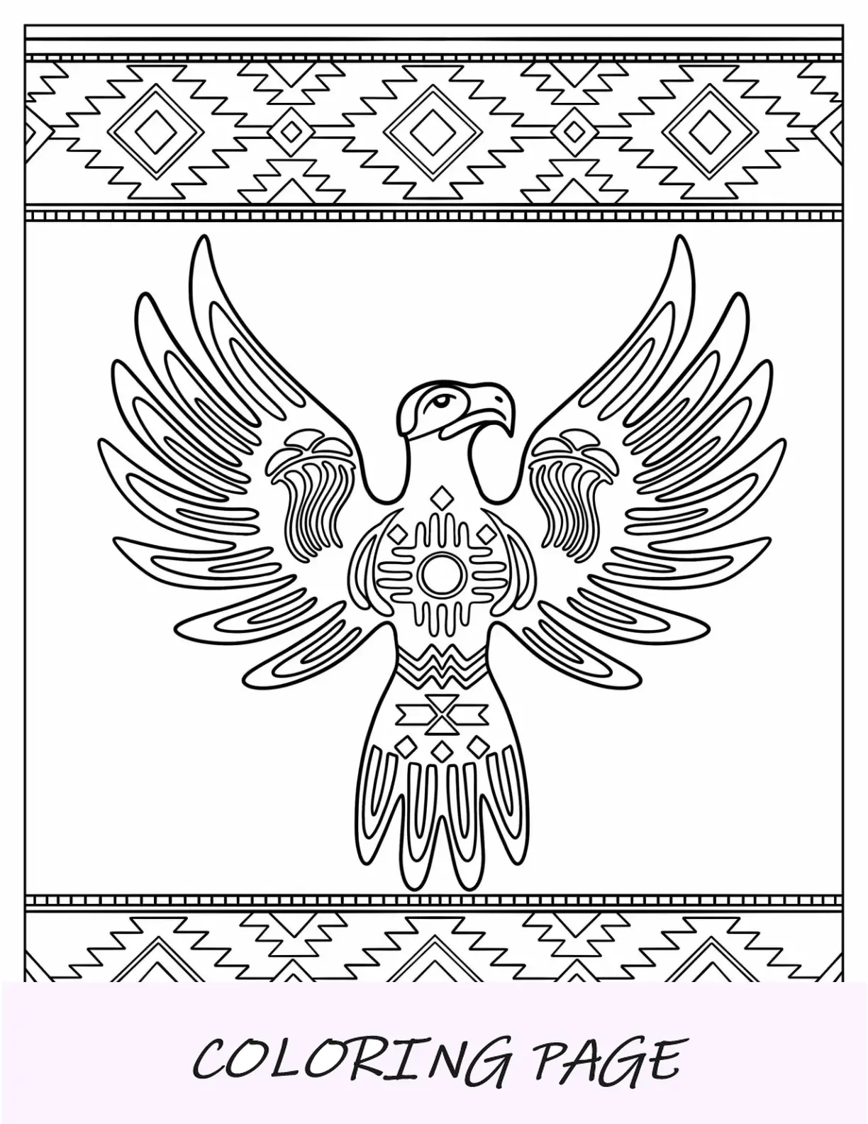 Pagina da colorare dei nativi americani dell'acchiappasogni con la piuma lunga