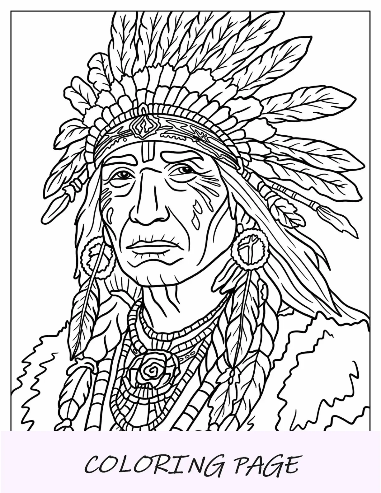 Copricapo della pagina da colorare dei nativi americani