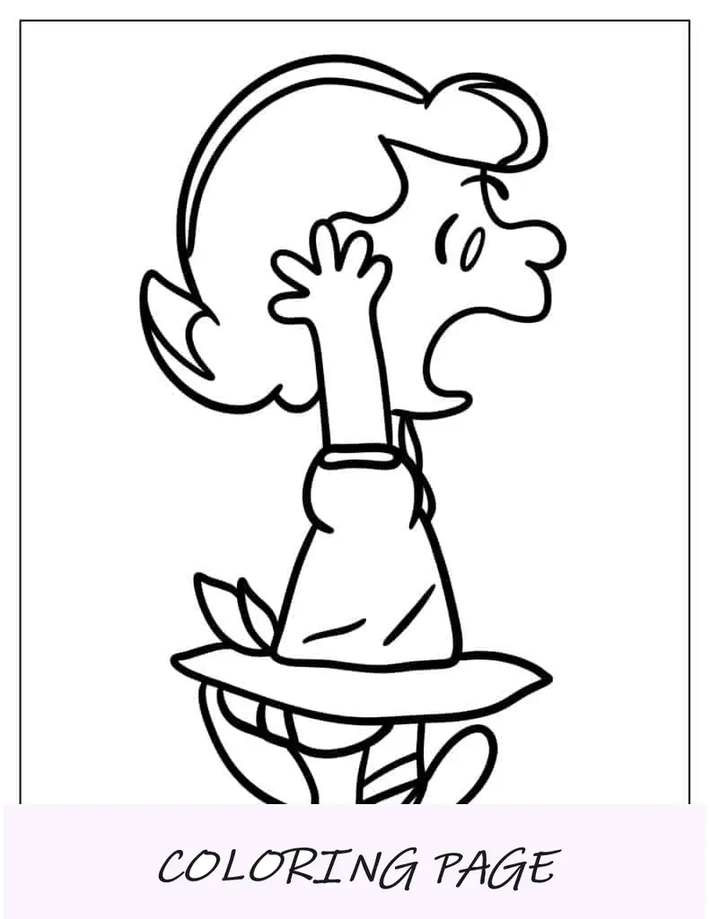 Folha para colorir de Lucy de amendoim