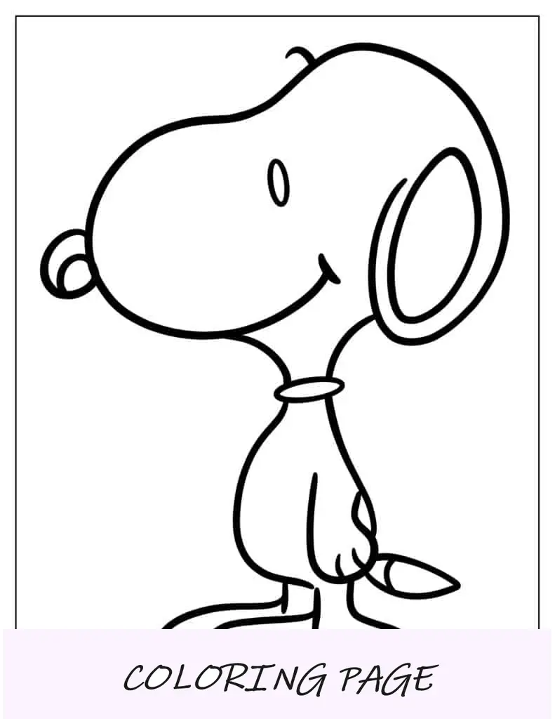 Esboço fácil do Snoopy para colorir para crianças