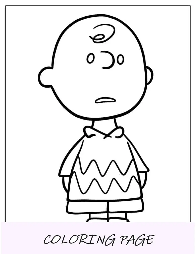 Folha para colorir simples de Charlie Brown