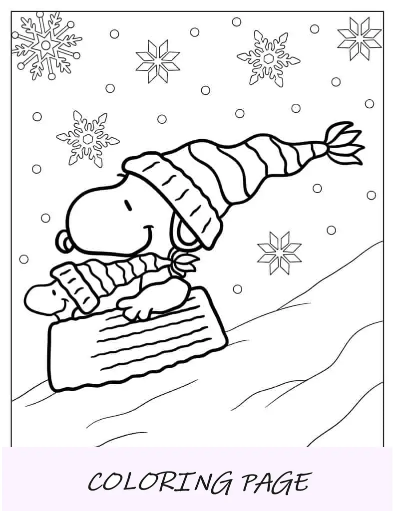 Woodstock e Snoopy trenó durante o Natal
