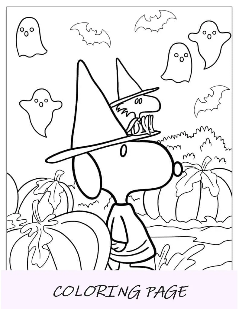 Truques ou travessuras de Snoopy e Woodstock durante o Halloween