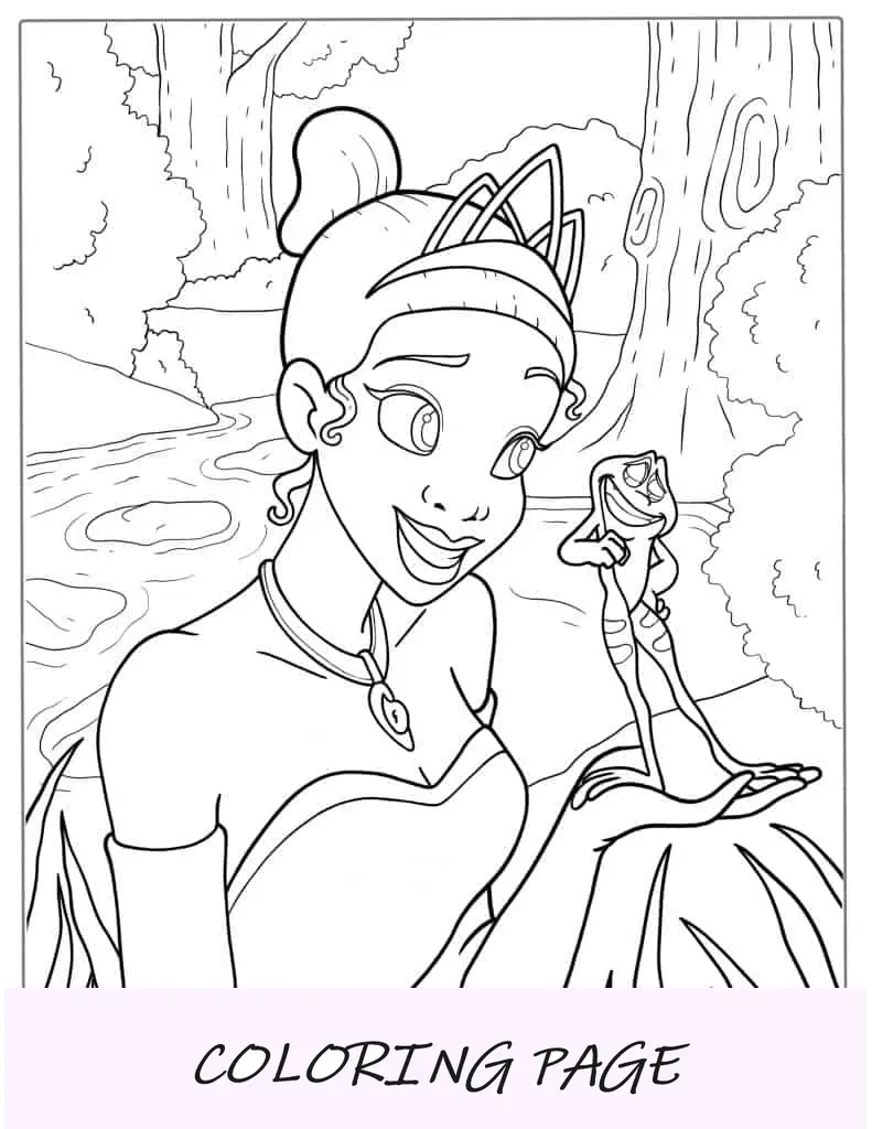 Disegni da colorare dei Principi Disney e la rana
