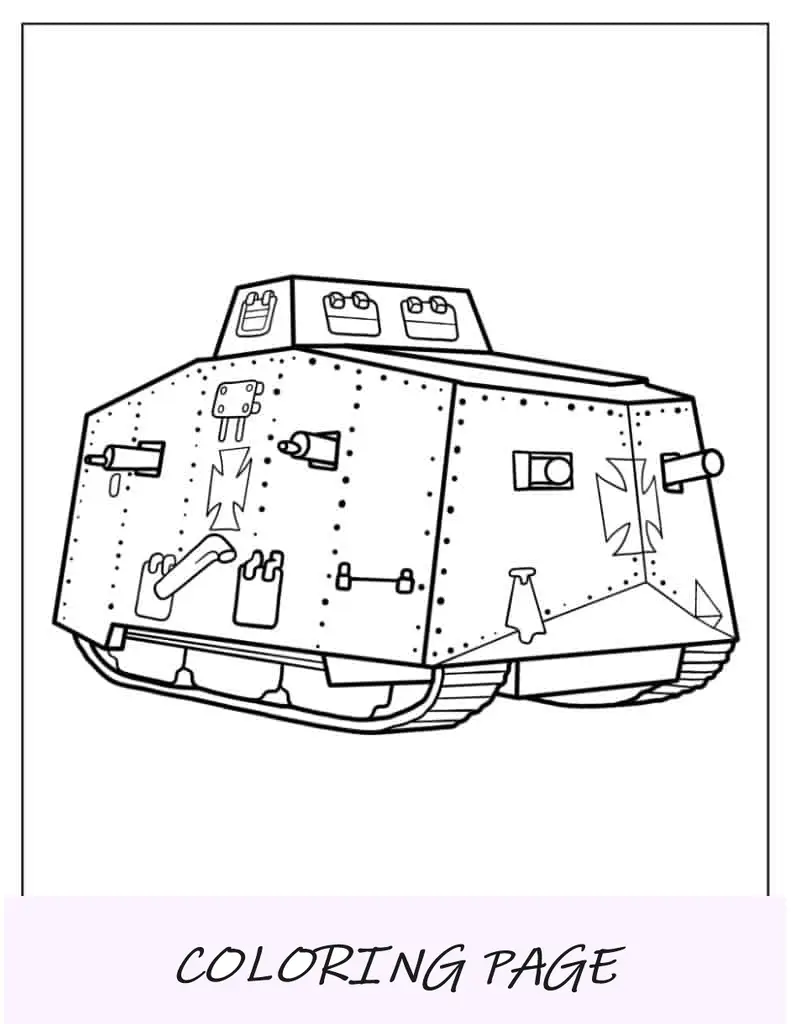 Tanque militar simples para crianças em idade pré-escolar colorirem