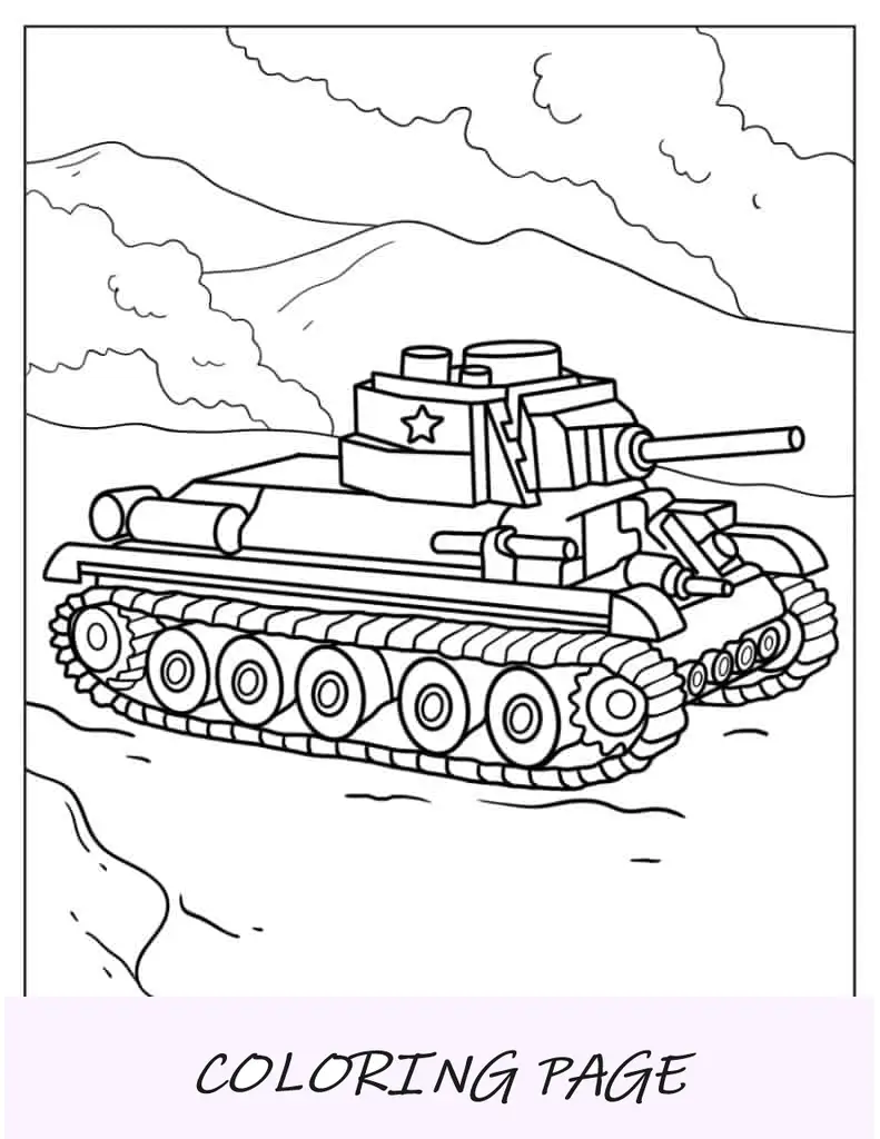 Tanque T-34-76 fácil para colorir