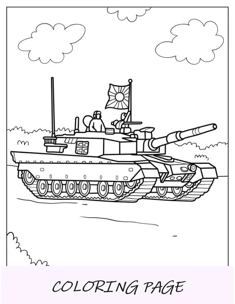 Tanque Tipo 90 com Artilheiros e Bandeira Japonesa