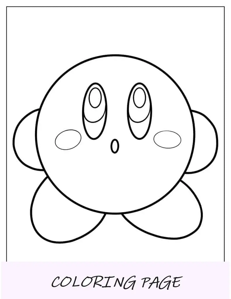 Contorno fácil de Kirby para colorear para niños