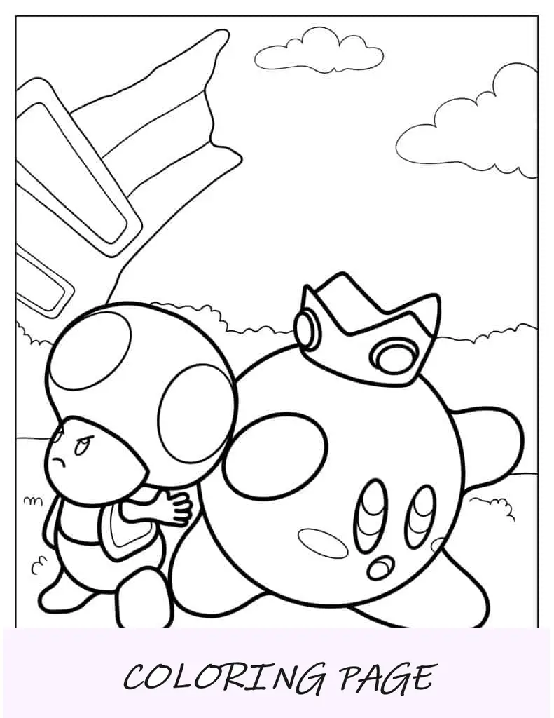 Dibujos Para Colorear De Super Mario Bros Kirby Y Sapo