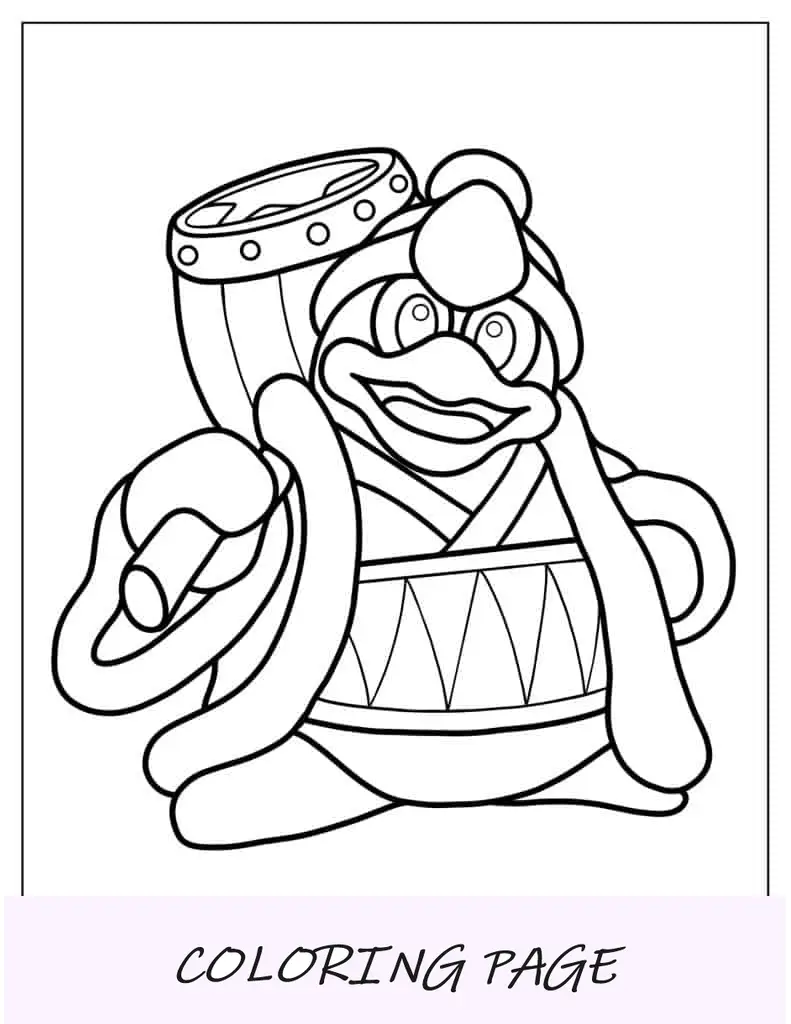 Página para colorear del pingüino rey Dedede