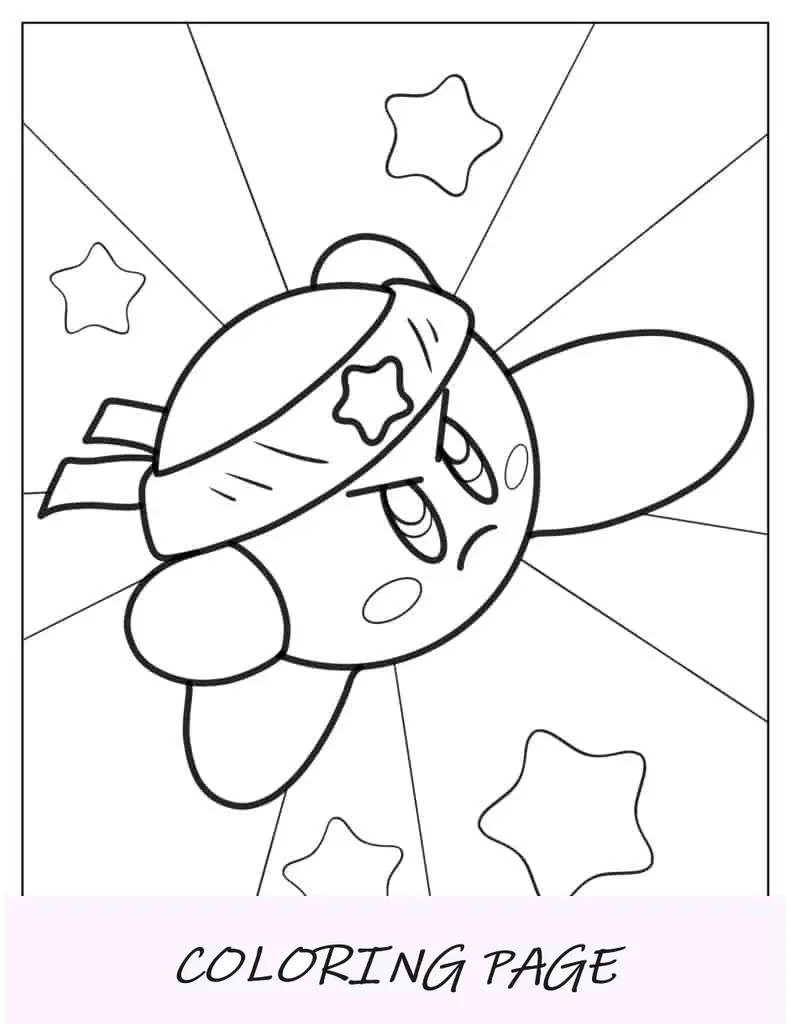 Página para colorear de Ninja Kirby para niños