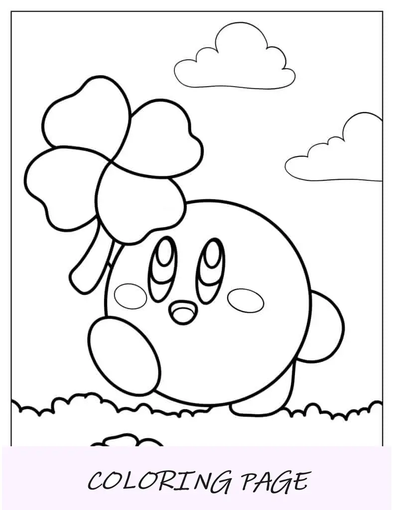 Lindo Kirby sosteniendo una flor para colorear
