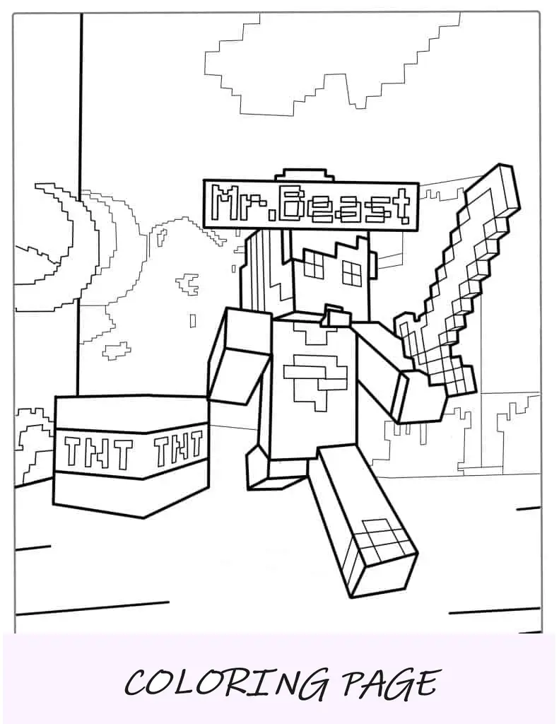 Desenho de Mr Beast Minecraft para colorir para crianças
