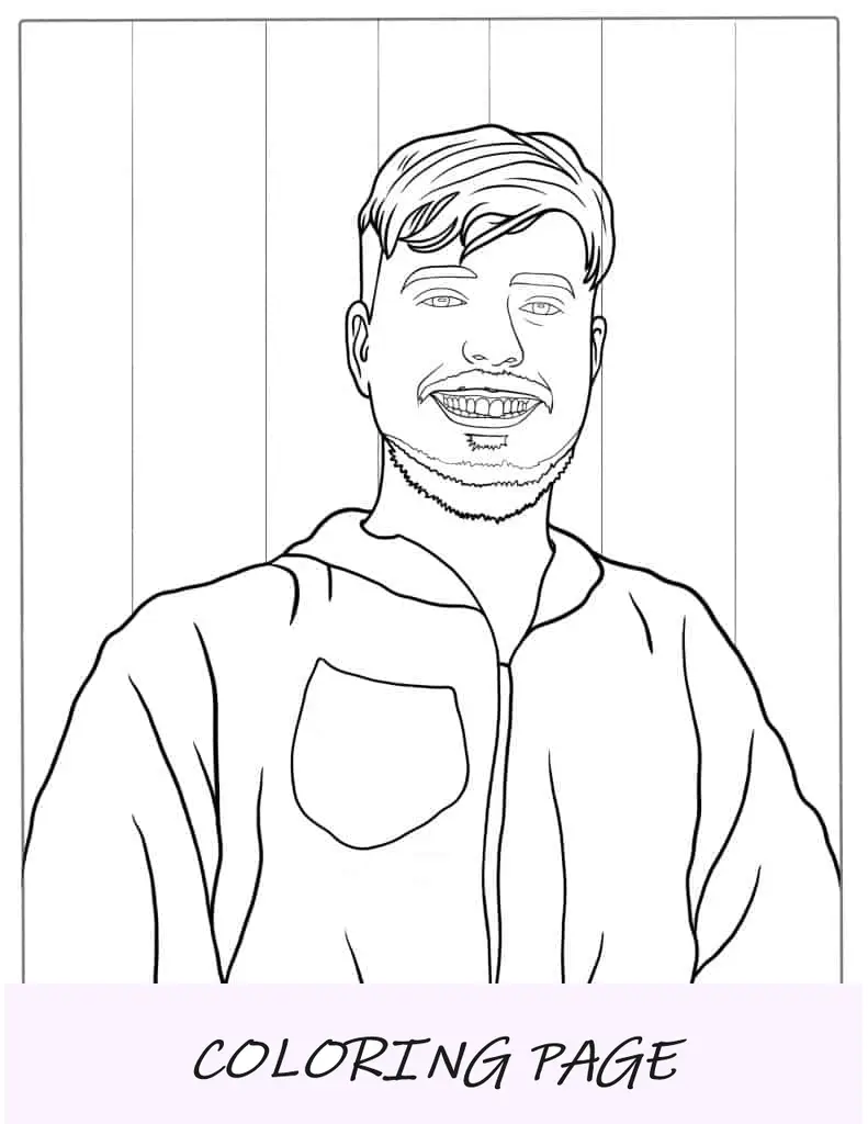 Página para colorir fácil de Jimmy Donaldson