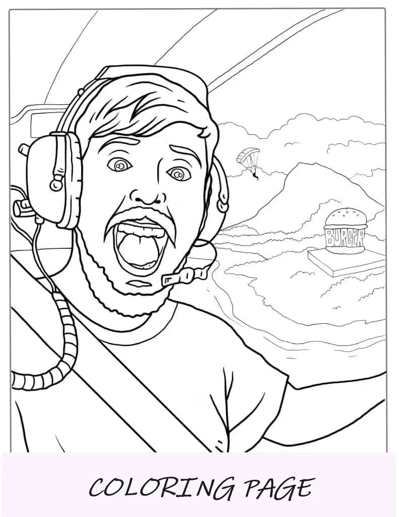 Mr Beast voando sobre a ilha para colorir