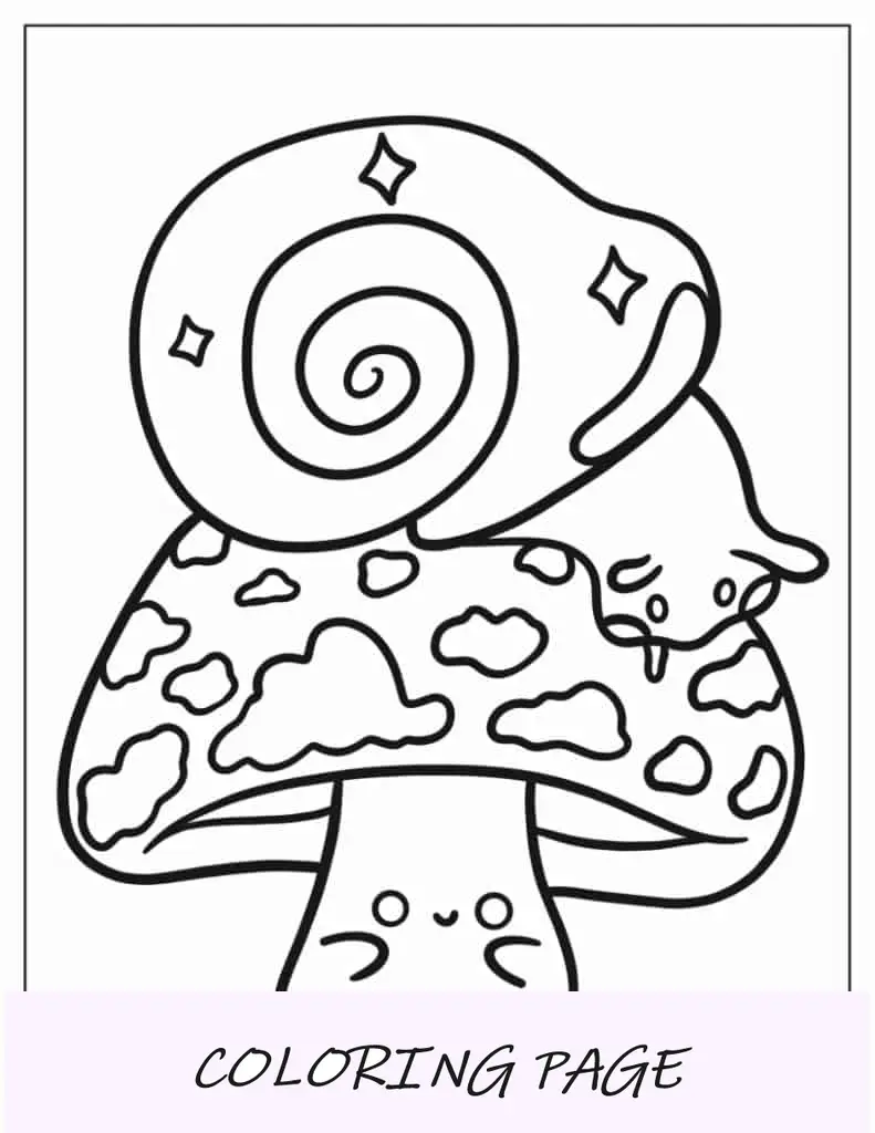 Caracol encima de champiñones
