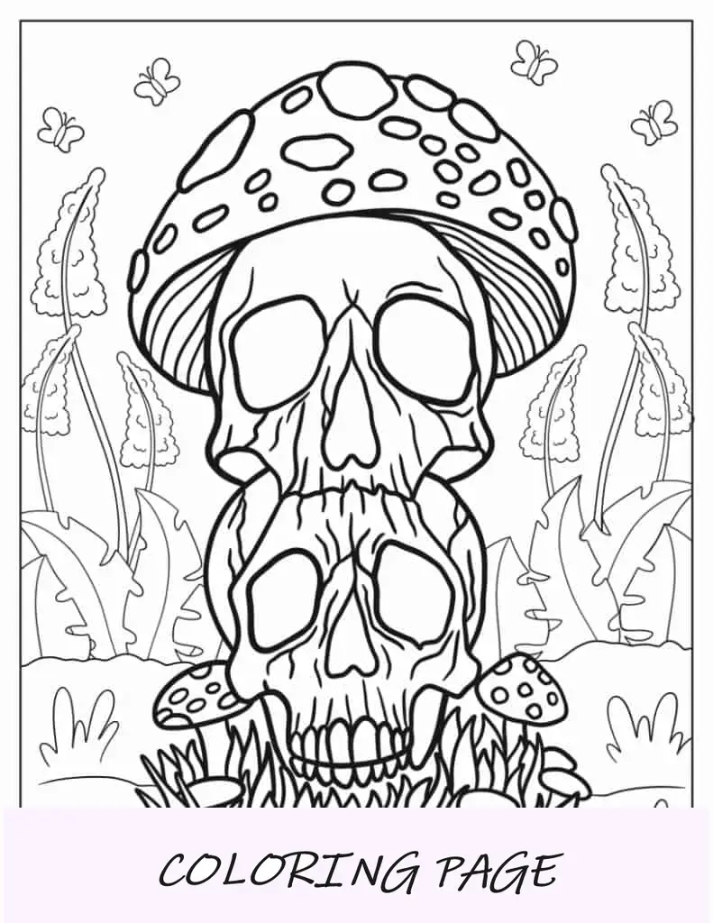Seta con temática de calavera para colorear