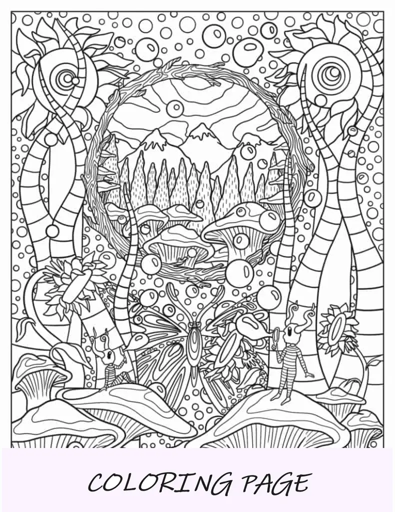 Página completa para colorear Hongo Stoner