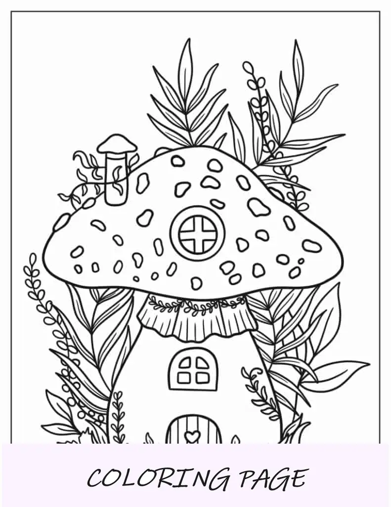 Casa De Setas Kawaii Para Colorear