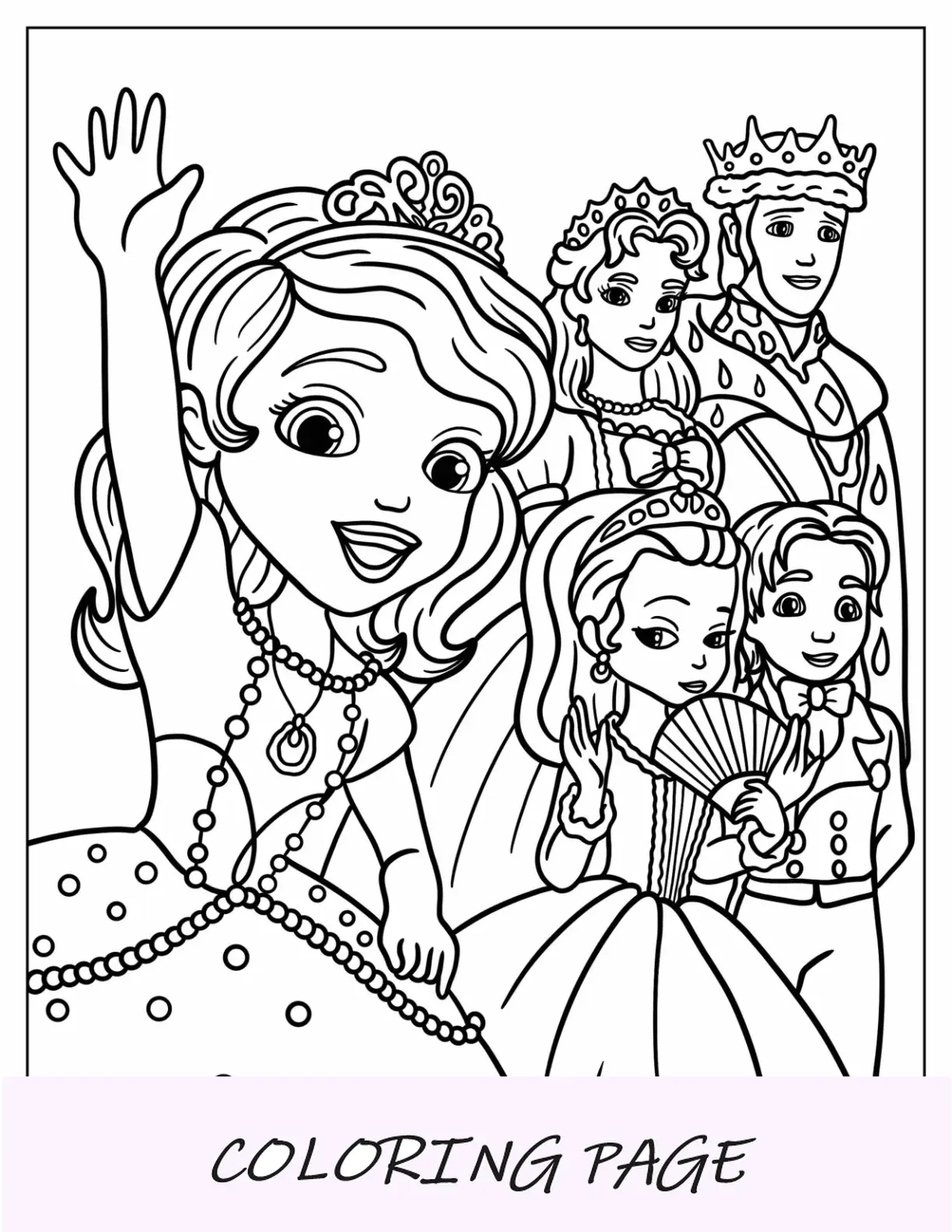 Sereia Sofia a primeira página para colorir com a princesa Amber no mar