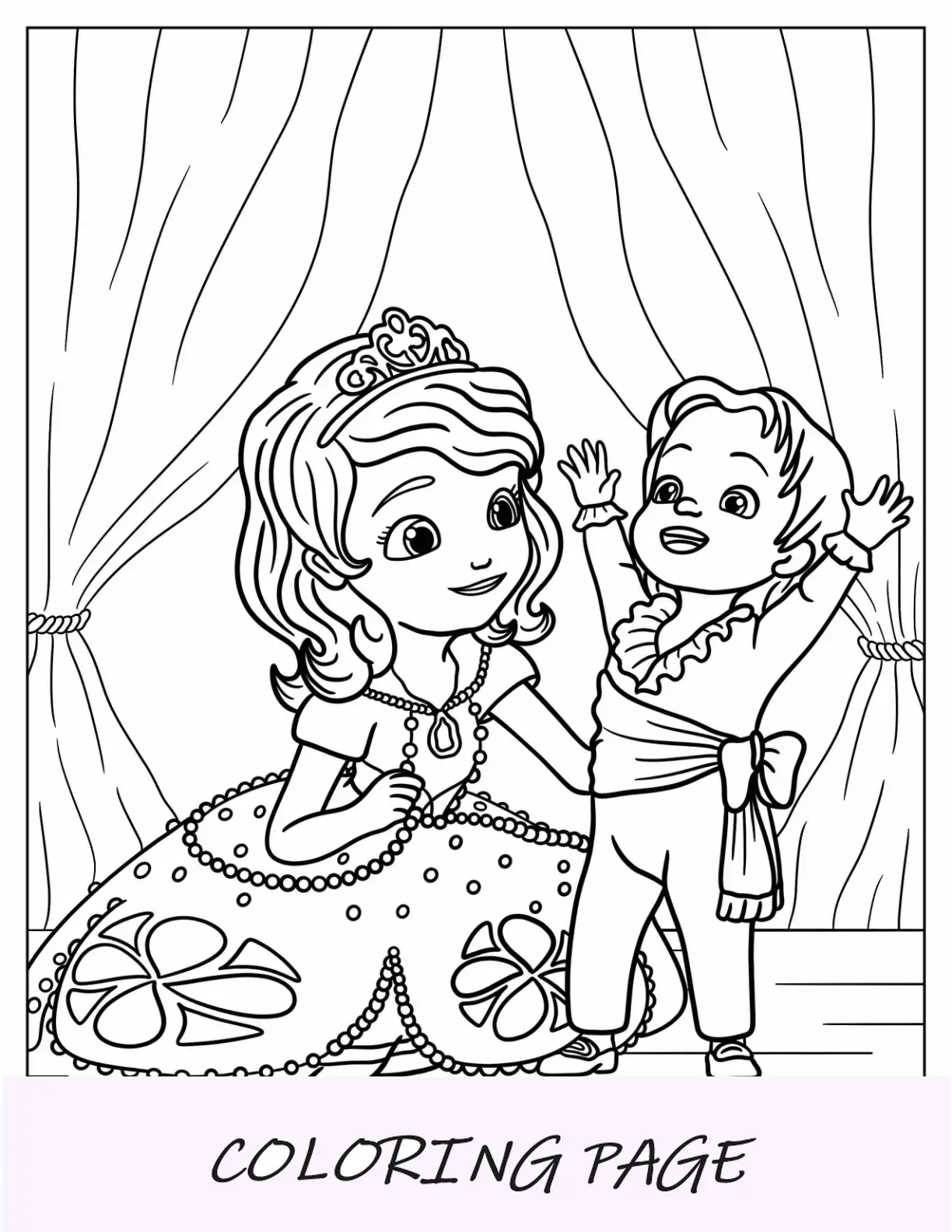 Sofia as primeiras páginas para colorir Tea Party com Clover, Whatnaught, Griffin e Mia