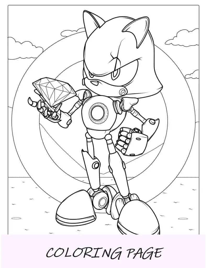Metal Sonic segurando diamante para colorir