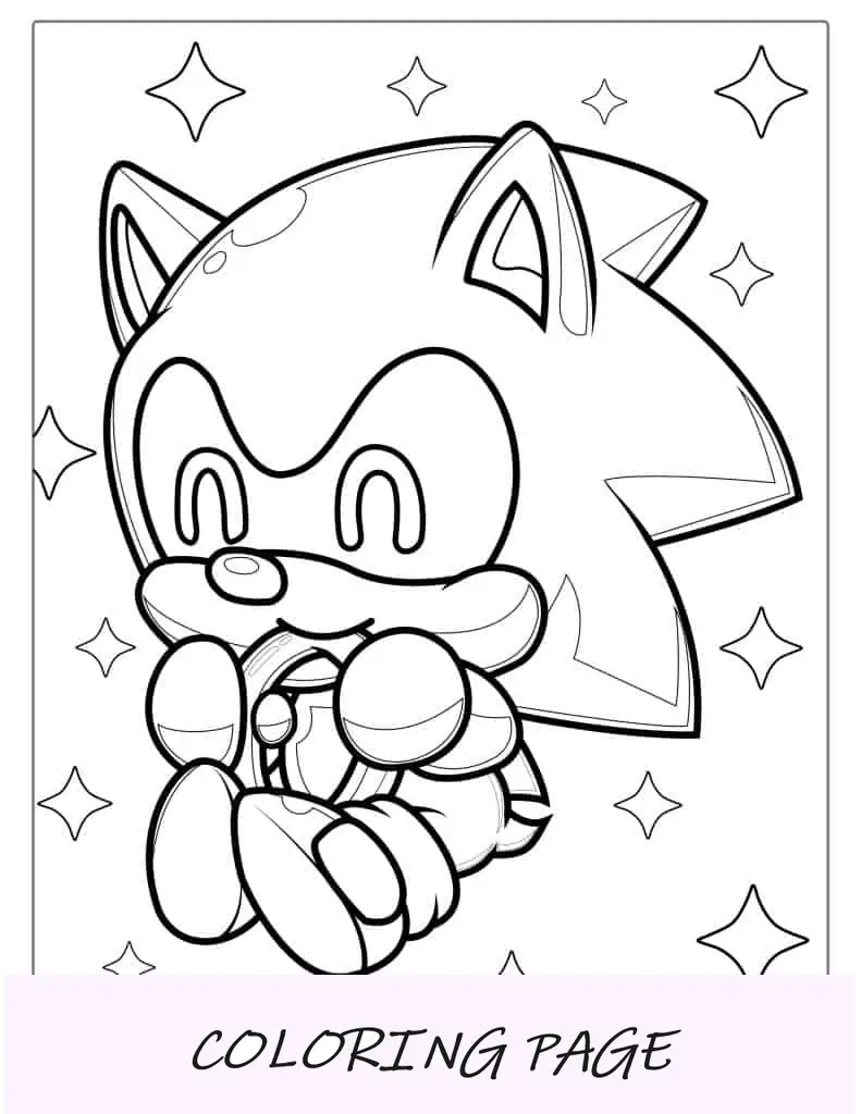 Página para colorir Kawaii Baby Sonic para crianças
